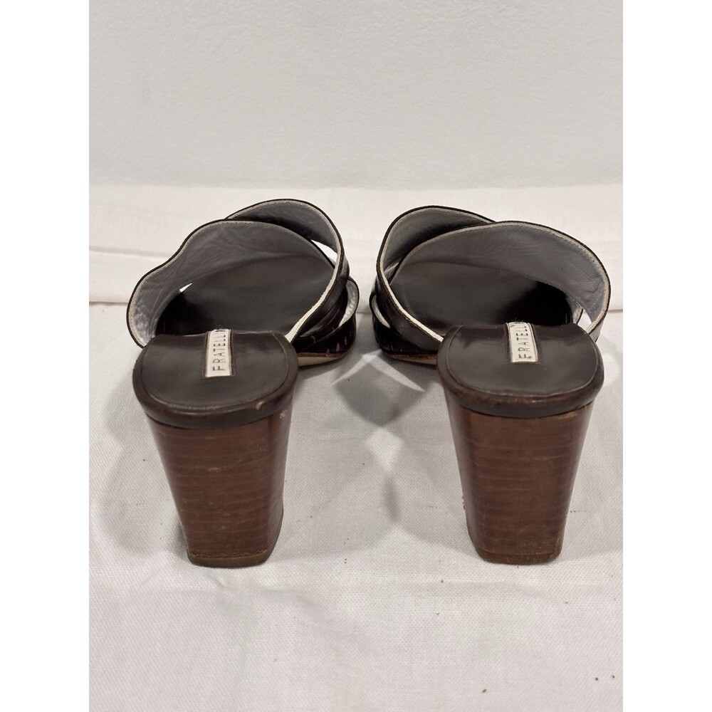 Fratelli Rossetti Brown Leather Mule Sandals Block Heel Made in Italy EU 36 - Picture 4 of 10